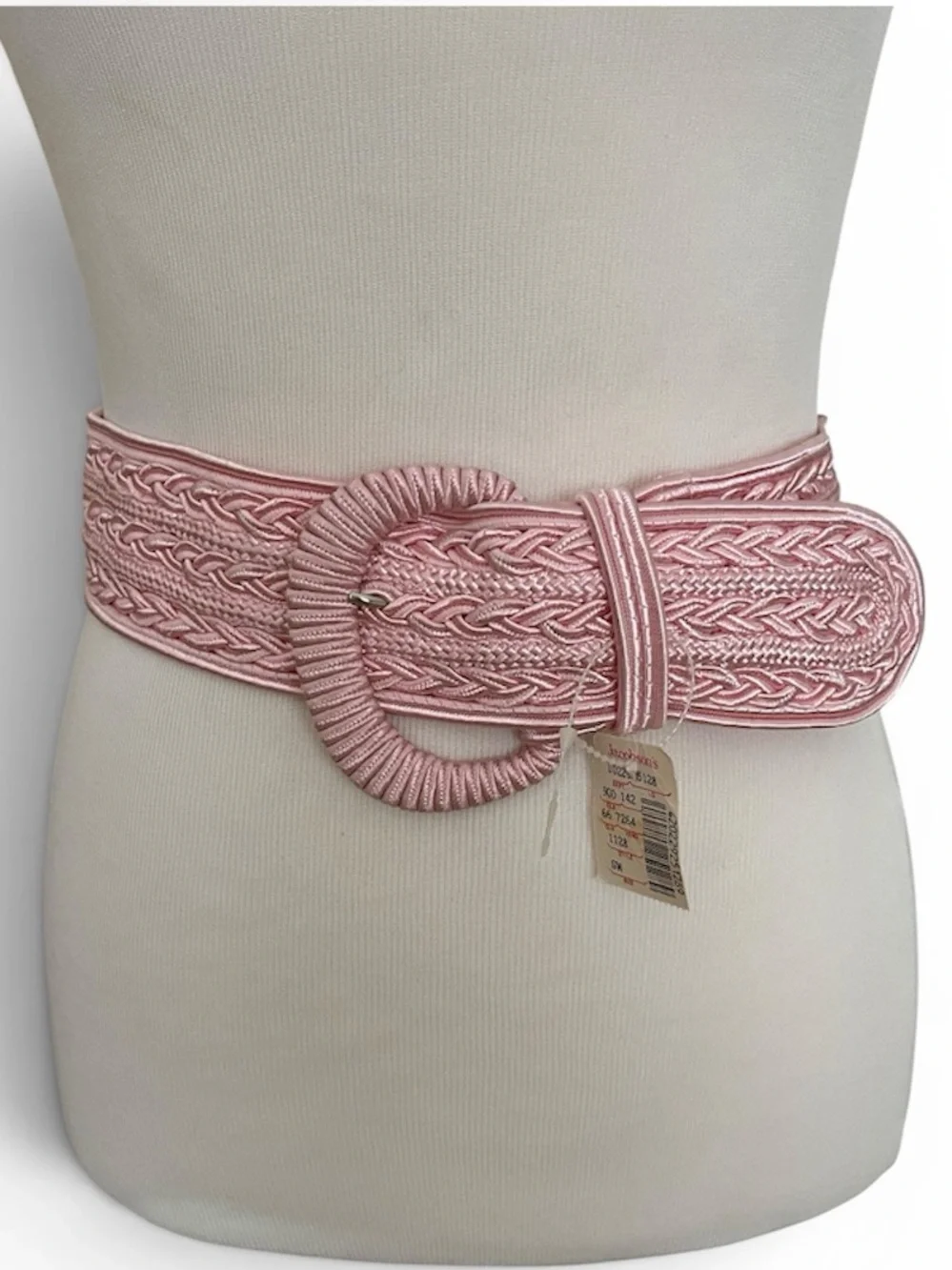 NWT Vintage Jacobson’s Pink Braided Wide Waist Belt with Wrapped Buckle